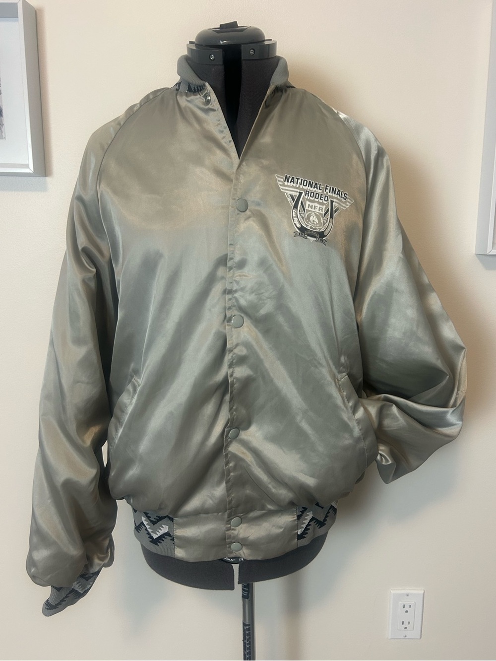 Vintage 1992 NFR National Finals Rodeo Satin Bomber Jacket Las Vegas Western M